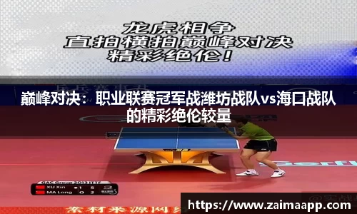 巅峰对决：职业联赛冠军战潍坊战队vs海口战队的精彩绝伦较量
